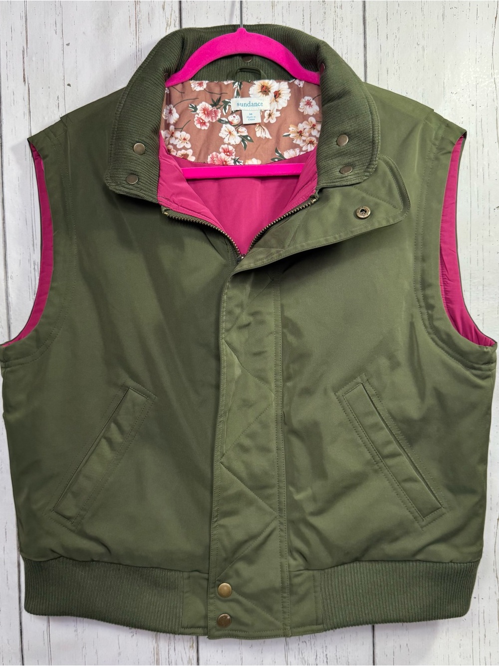 Sundance Olive Green Utility Vest Size M Gorpcore Boho Outdoorsy Granola Girl